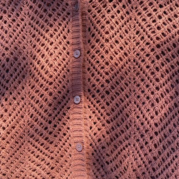 Wild Fable size small brown crochet beach coverup button up polo - Picture 4 of 7